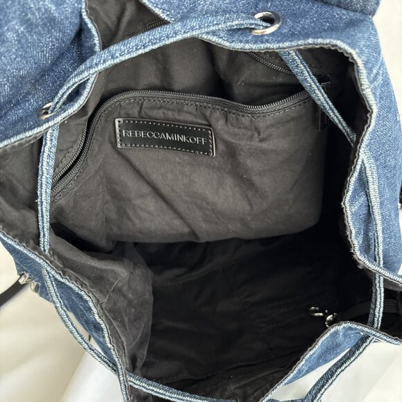 Rebecca Minkoff Denim Backpack Julian Style Vintage 2014-2016 Rare Hook Closure - Picture 16 of 16
